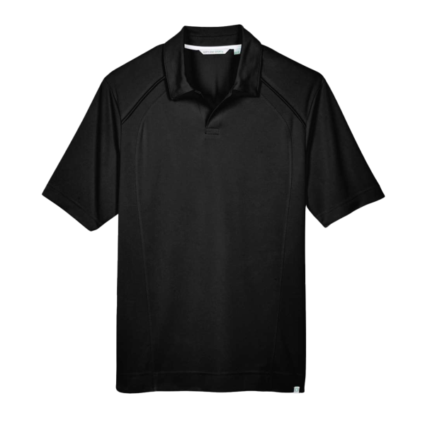 North End Men's Recycled Polyester Performance Pique Polo, Black, Front view