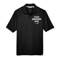 North End Men's Recycled Polyester Performance Pique Polo, Black, Front view, Mockup