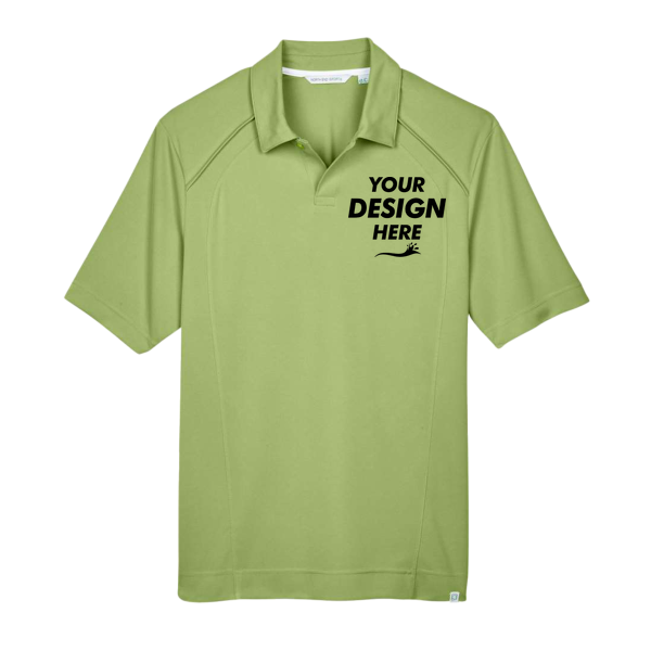 North End Men's Recycled Polyester Performance Pique Polo, Cactus Green, Front view, Mockup
