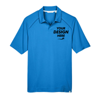 North End Men's Recycled Polyester Performance Pique Polo, Light Nautical Blue, Front view, Mockup