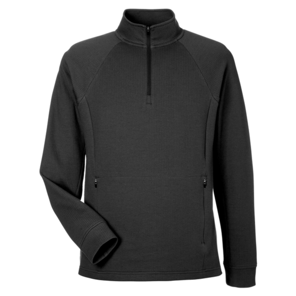 North End Men's Rhythm Waffle Quarter-Zip Pullover, Black, Front view