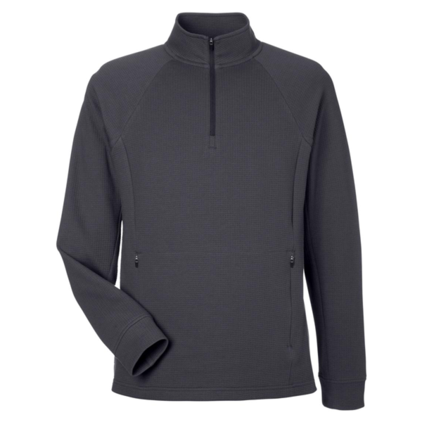 North End Men's Rhythm Waffle Quarter-Zip Pullover, Carbon, Front view
