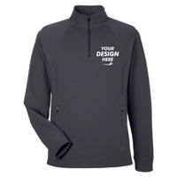 North End Men's Rhythm Waffle Quarter-Zip Pullover, Carbon, Front view, Mockup