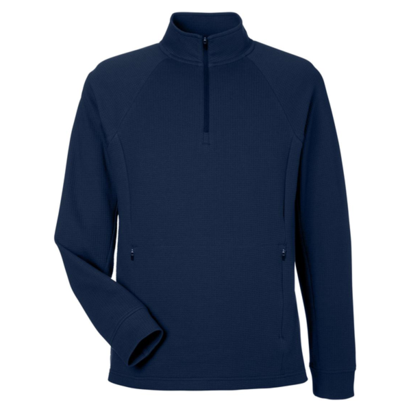 North End Men's Rhythm Waffle Quarter-Zip Pullover, Classic Navy, Front view