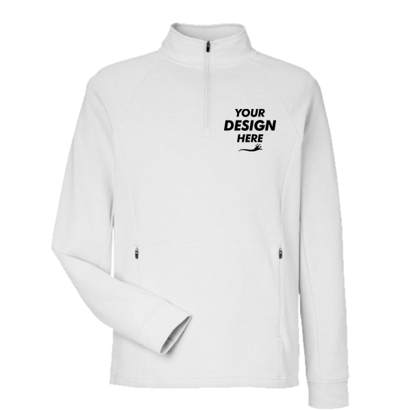 North End Men's Rhythm Waffle Quarter-Zip Pullover, Platinum, Front view, Mockup