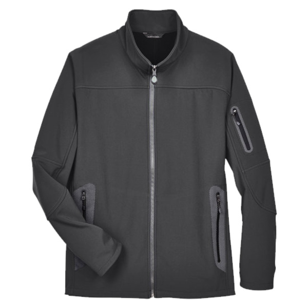 North End Men's Three Layer Fleece Bonded Shell Technical Jacket, Graphite, Front view