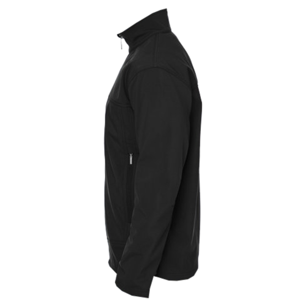 North End Men's Three Layer Fleece Performance Soft Shell Jacket, Black, Left Sleeve view