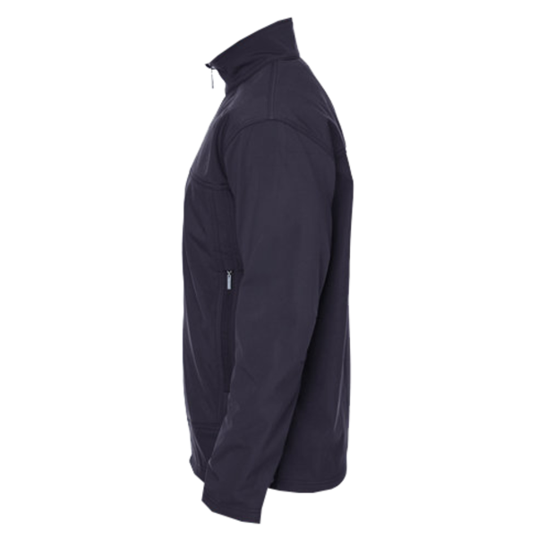 North End Men's Three Layer Fleece Performance Soft Shell Jacket, Midnight Navy, Left Sleeve view