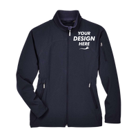 North End Women's 3-Layer Fleece Performance Soft Shell Jacket, Midnight Navy, Front view, Mockup