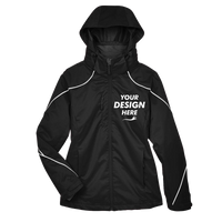 North End Women's Angle 3-in-1 Jacket with Bonded Fleece Liner, Black, Front view, Mockup