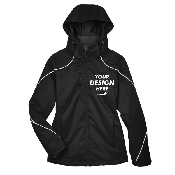 North End Women's Angle 3-in-1 Jacket with Bonded Fleece Liner, Black, Front view, Mockup