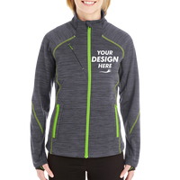 North End Women's Flux Mélange Bonded Fleece Jacket, Carbon / Acid Green, Front view, Mockup