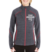 North End Women's Flux Mélange Bonded Fleece Jacket, Carbon / Olympic Red, Front view, Mockup