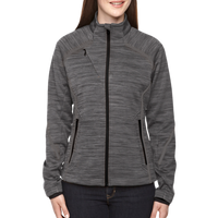 North End Women's Flux Mélange Bonded Fleece Jacket, CARBON / Black, Front view