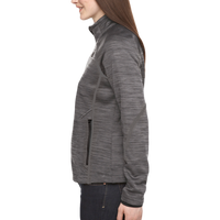 North End Women's Flux Mélange Bonded Fleece Jacket, CARBON / Black, Left Sleeve view