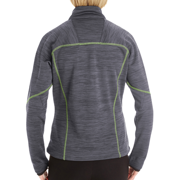 North End Women's Flux Mélange Bonded Fleece Jacket, Carbon / Acid Green, Back view