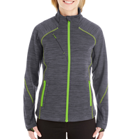 North End Women's Flux Mélange Bonded Fleece Jacket, Carbon / Acid Green, Front view
