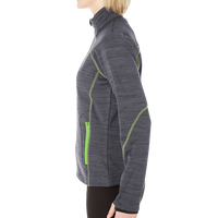 North End Women's Flux Mélange Bonded Fleece Jacket, Carbon / Acid Green, Left Sleeve view