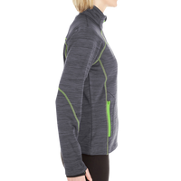North End Women's Flux Mélange Bonded Fleece Jacket, Carbon / Acid Green, Right Sleeve view