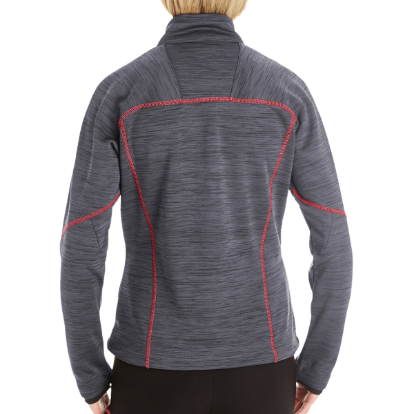 North End Women's Flux Mélange Bonded Fleece Jacket, Carbon / Olympic Red, Back view
