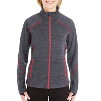 North End Women's Flux Mélange Bonded Fleece Jacket, Carbon / Olympic Red, Front view
