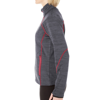 North End Women's Flux Mélange Bonded Fleece Jacket, Carbon / Olympic Red, Left Sleeve view