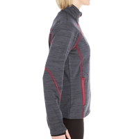 North End Women's Flux Mélange Bonded Fleece Jacket, Carbon / Olympic Red, Right Sleeve view