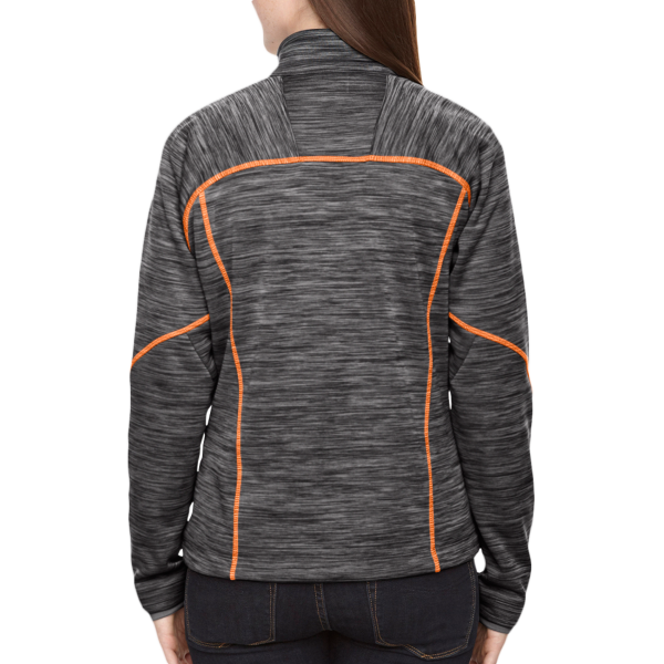 North End Women's Flux Mélange Bonded Fleece Jacket, Carbon / Orange Soda, Back view