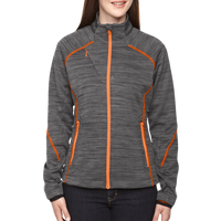 North End Women's Flux Mélange Bonded Fleece Jacket, Carbon / Orange Soda, Front view