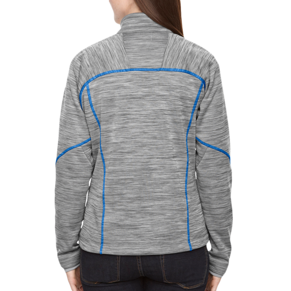 North End Women's Flux Mélange Bonded Fleece Jacket, Platinum / Olympic Blue, Back view