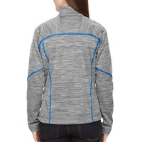 North End Women's Flux Mélange Bonded Fleece Jacket, Platinum / Olympic Blue, Back view