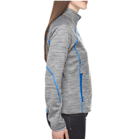 North End Women's Flux Mélange Bonded Fleece Jacket, Platinum / Olympic Blue, Right Sleeve view