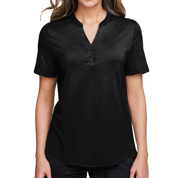 North End Women's JAQ Snap-Up Stretch Performance Polo, Black, Front view