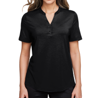 North End Women's JAQ Snap-Up Stretch Performance Polo, Black, Front view