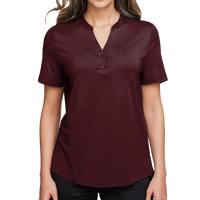North End Women's JAQ Snap-Up Stretch Performance Polo, Burgundy, Front view