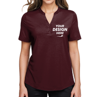 North End Women's JAQ Snap-Up Stretch Performance Polo, Burgundy, Front view, Mockup