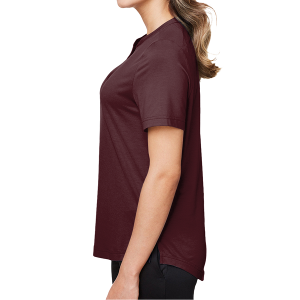 North End Women's JAQ Snap-Up Stretch Performance Polo, Burgundy, Left Sleeve view