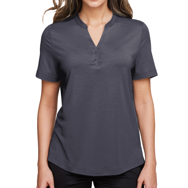 North End Women's JAQ Snap-Up Stretch Performance Polo, Carbon, Front view