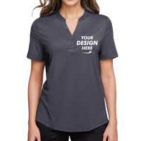 North End Women's JAQ Snap-Up Stretch Performance Polo, Carbon, Front view, Mockup