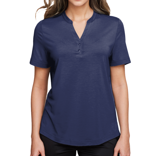 North End Women's JAQ Snap-Up Stretch Performance Polo, Classic Navy, Front view