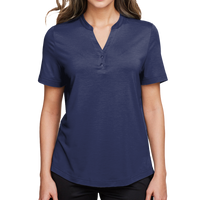North End Women's JAQ Snap-Up Stretch Performance Polo, Classic Navy, Front view