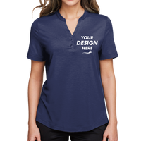 North End Women's JAQ Snap-Up Stretch Performance Polo, Classic Navy, Front view, Mockup