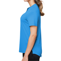 North End Women's JAQ Snap-Up Stretch Performance Polo, Light Nautical Blue, Left Sleeve view