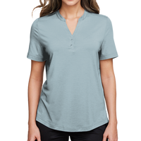 North End Women's JAQ Snap-Up Stretch Performance Polo, Opal Blue, Front view