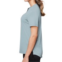 North End Women's JAQ Snap-Up Stretch Performance Polo, Opal Blue, Left Sleeve view