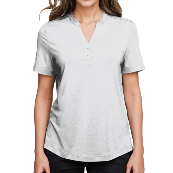 North End Women's JAQ Snap-Up Stretch Performance Polo, Platinum, Front view