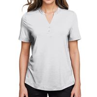 North End Women's JAQ Snap-Up Stretch Performance Polo, Platinum, Front view