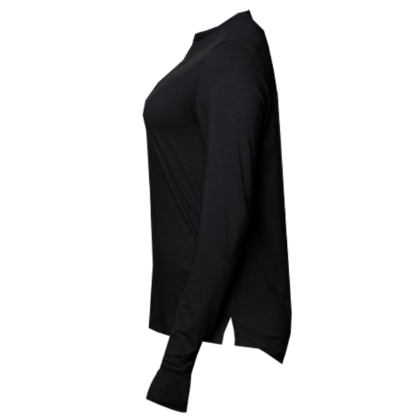 North End Women's JAQ Stretch Performance V-Neck Snap Pullover, Black, Left Sleeve view