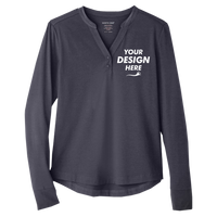 North End Women's JAQ Stretch Performance V-Neck Snap Pullover, Carbon, Front view, Mockup