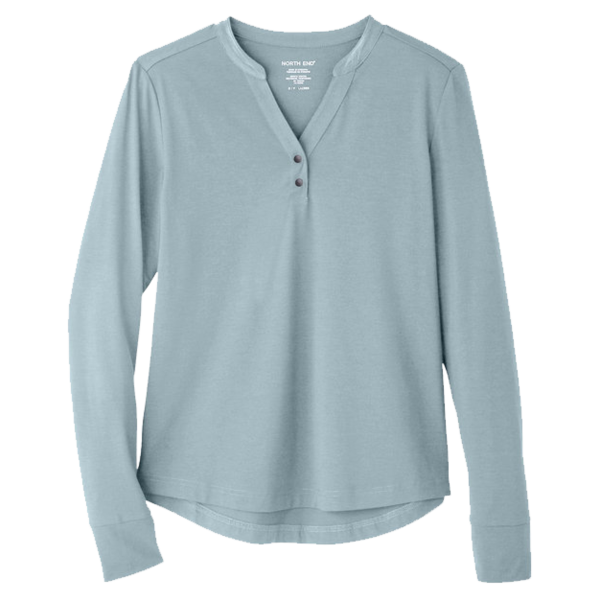 North End Women's JAQ Stretch Performance V-Neck Snap Pullover, Opal Blue, Front view